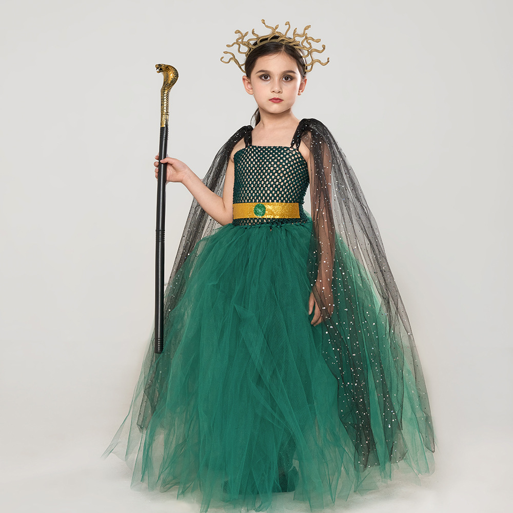 Women'S Green Formal Wear - Ancient Greek Snake-haired Siren Medusa Cosplay