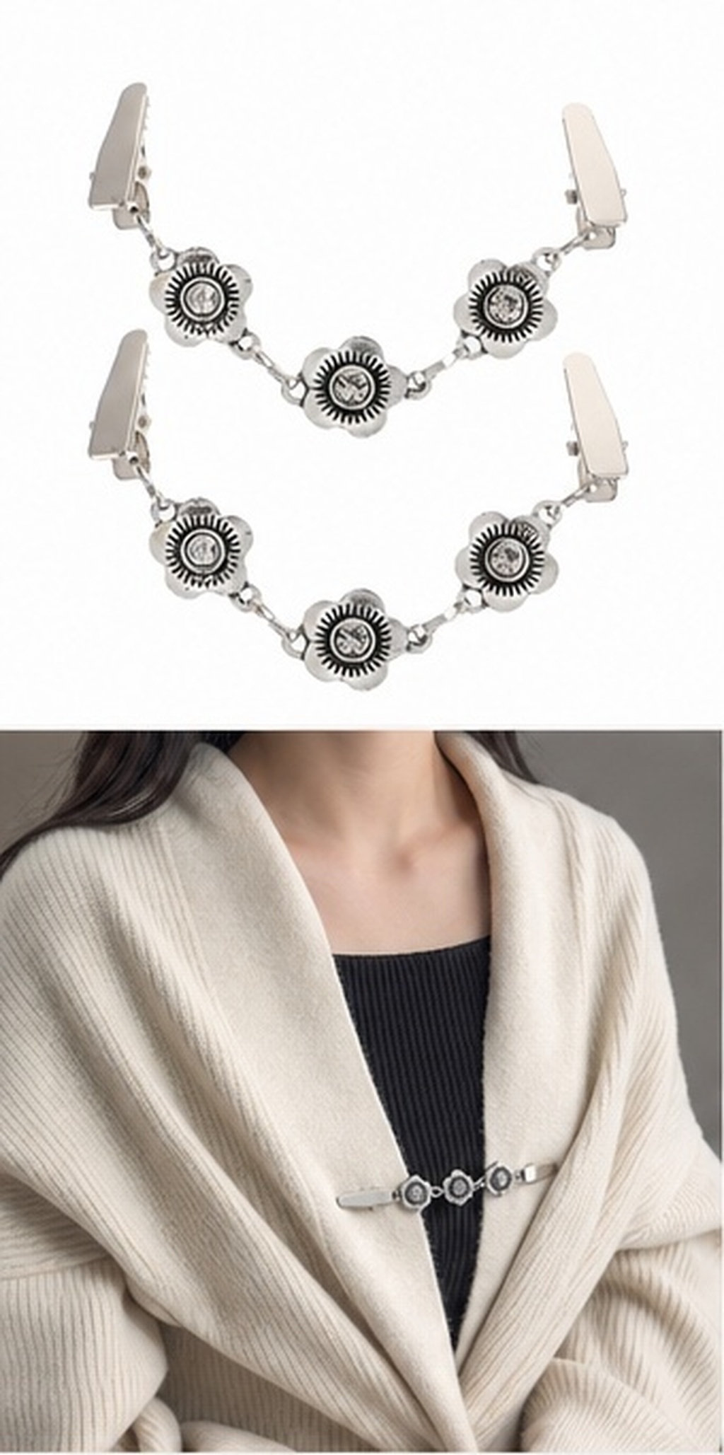 Women'S Formal Wear Wedding - 2Pcs Premium Zinc Alloy Flower Sweater