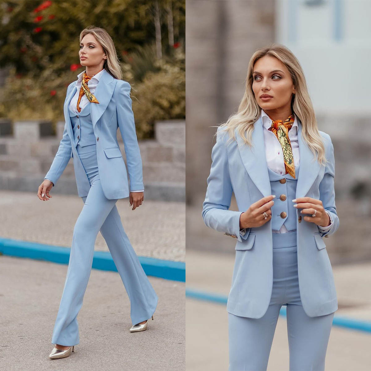 Women Formal Suits Sky Blue Pe - đánh giá và giá Women Formal Wear Tailor
