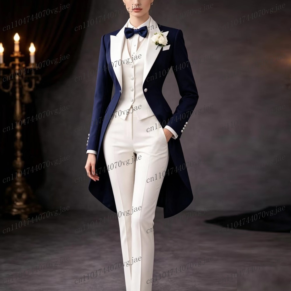 Navy Blue And White Long Women - đánh giá và giá Women Formal Wear Set