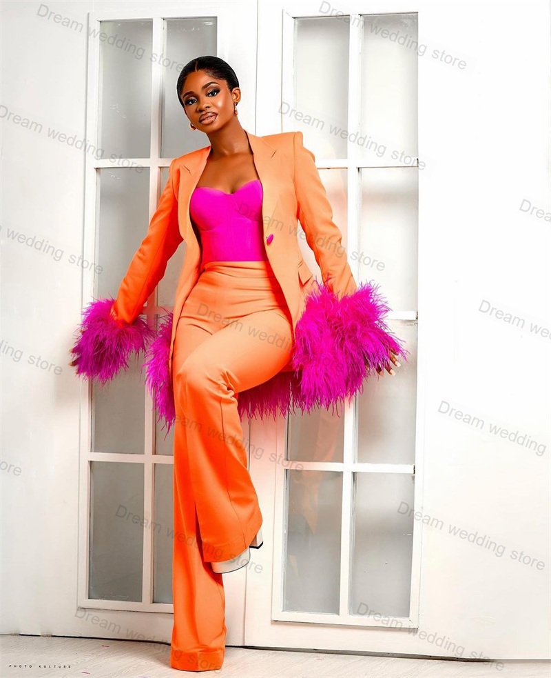 Ostrich Feather Orange Women S - đánh giá và giá Women Formal Wear Tailor