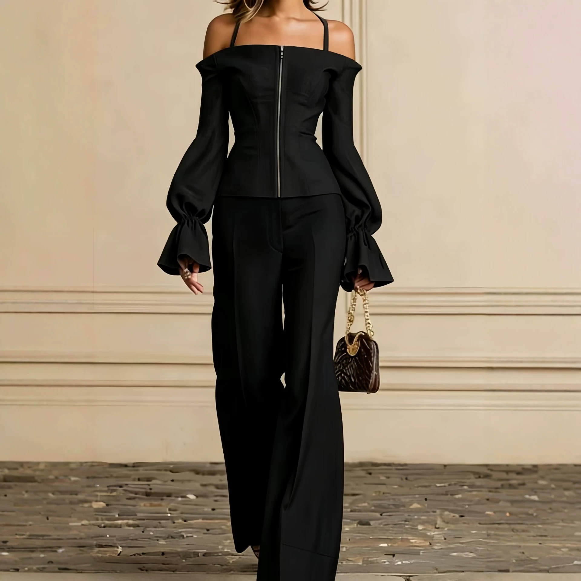 2 Piece Pants Set Women Solid  - đánh giá và giá Women Formal Wear Set