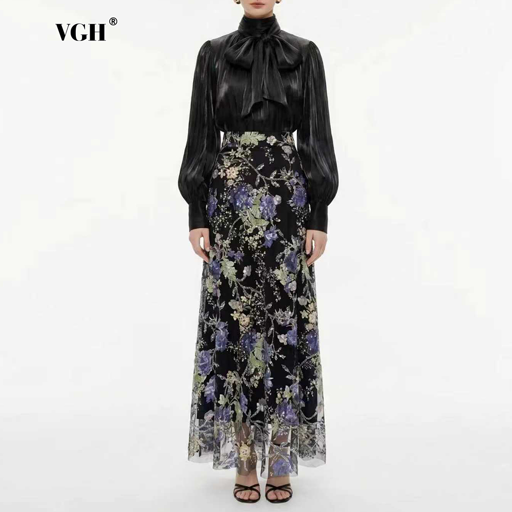 VGH Elegant Chic Black Floral  - đánh giá và giá Women Formal Wear Set