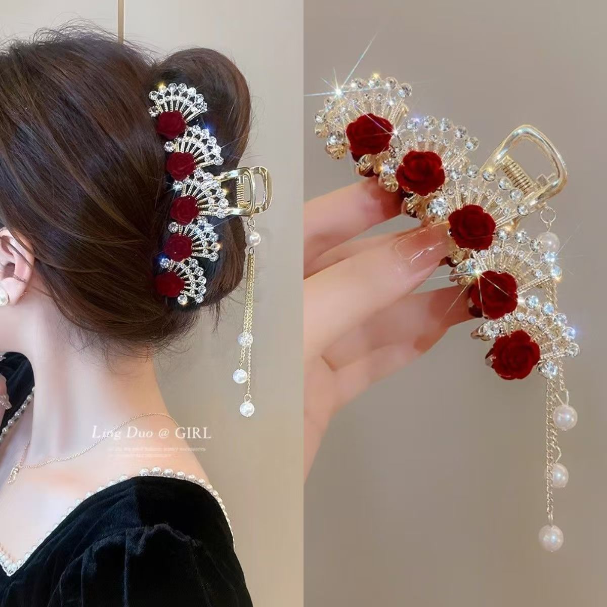 Vintage Red Floral Rhinestone  - đánh giá và giá Women Formal Wear With Tie
