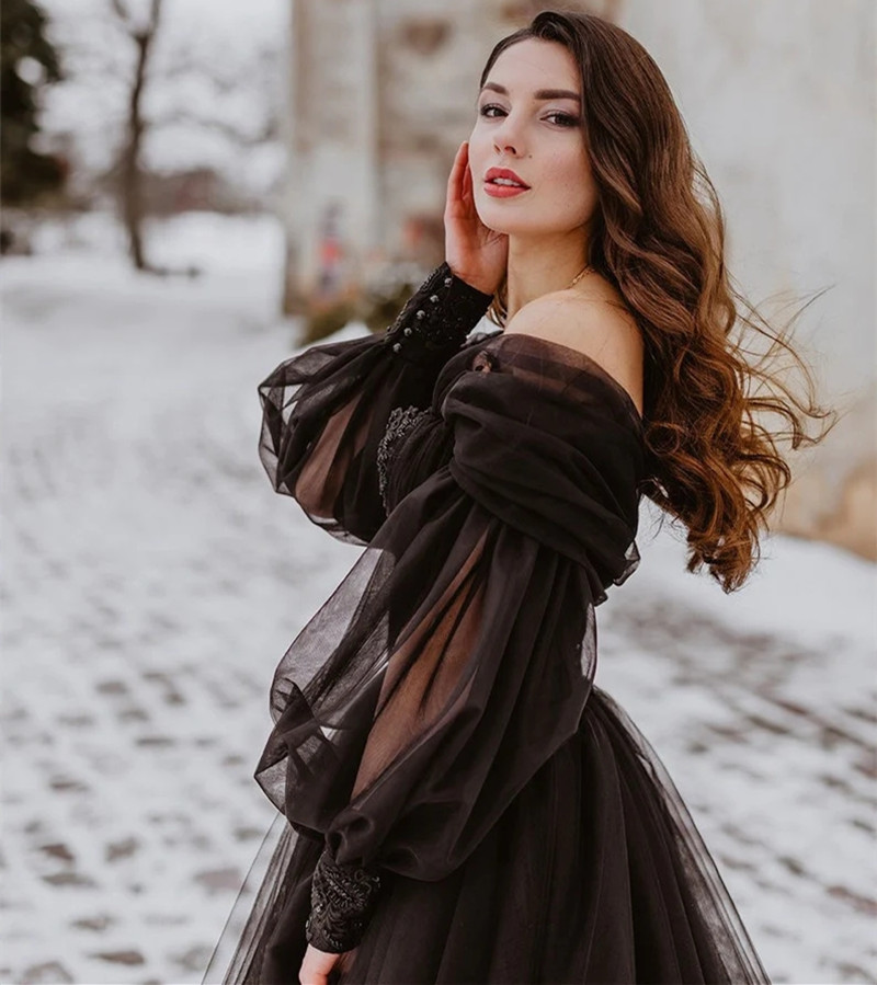 Gothic Đen Áo Cưới Một Dòng Re - đánh giá và giá Women'S Gothic Formal Wear