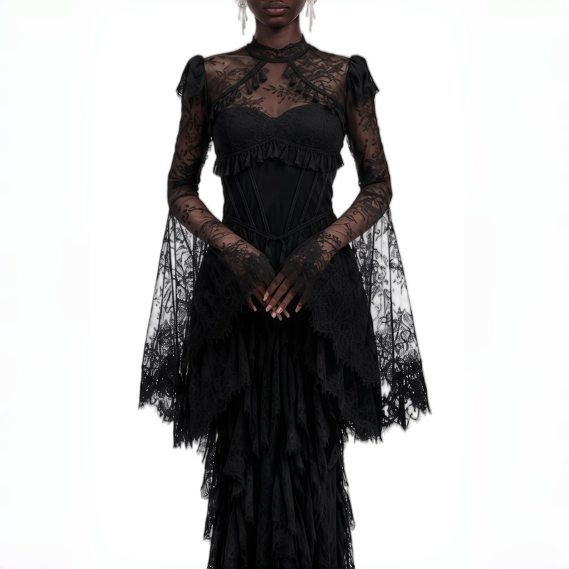 Lace High Black Mermaid Formal - đánh giá và giá Women'S Gothic Formal Wear