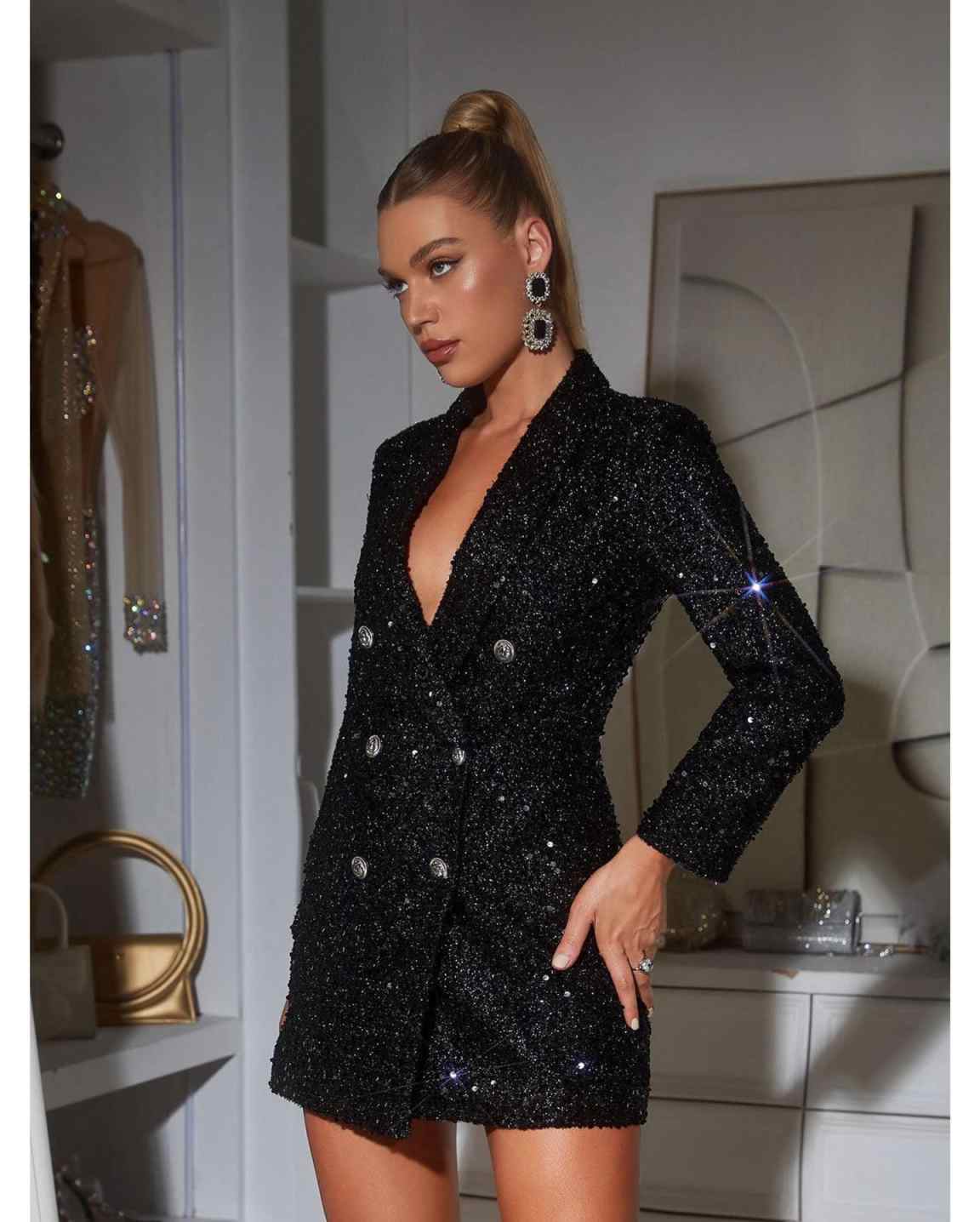 Sequined Women Blazer Dress Fo - đánh giá và giá Women Formal Wear With Tie