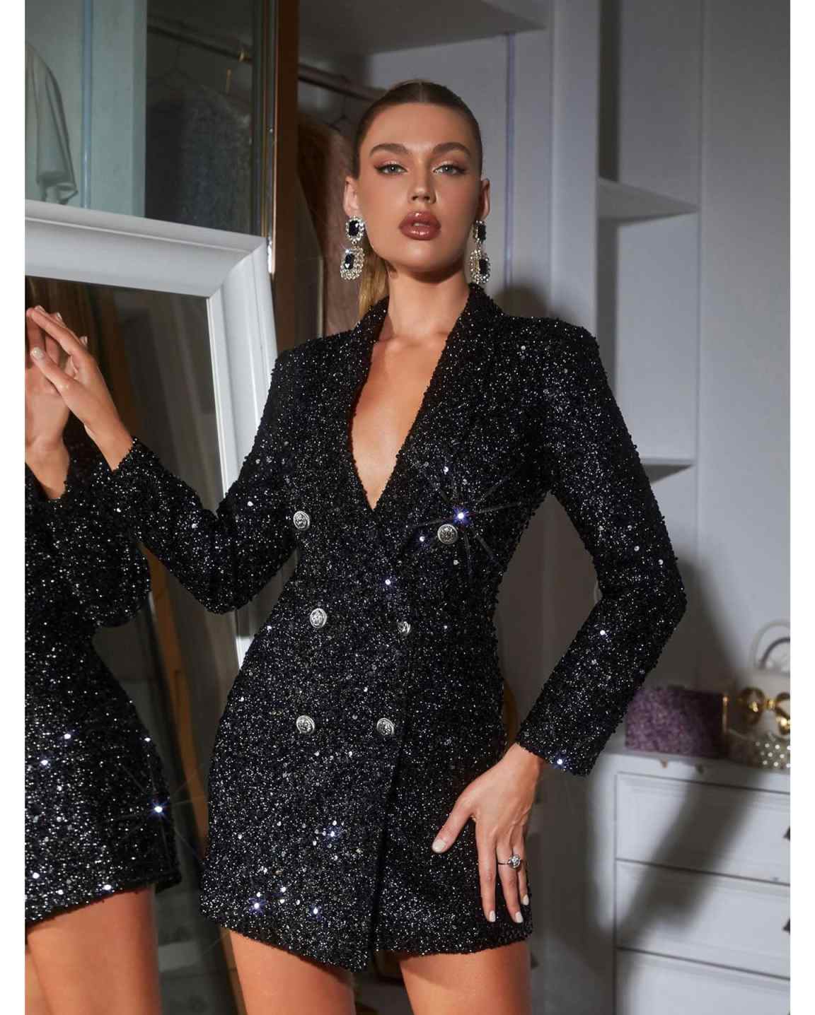 Sequined Women Blazer Dress Fo - đánh giá và giá Women Formal Wear With Tie